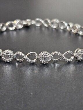 925 JWBR Infinity Link Diamond Cut Sterling Silver Tennis Bracelet 7.25"